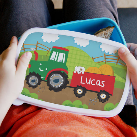 Personalised Blue Tractor Lunch Box: 1 - Lunch Boxes & Bags By Gift Moments