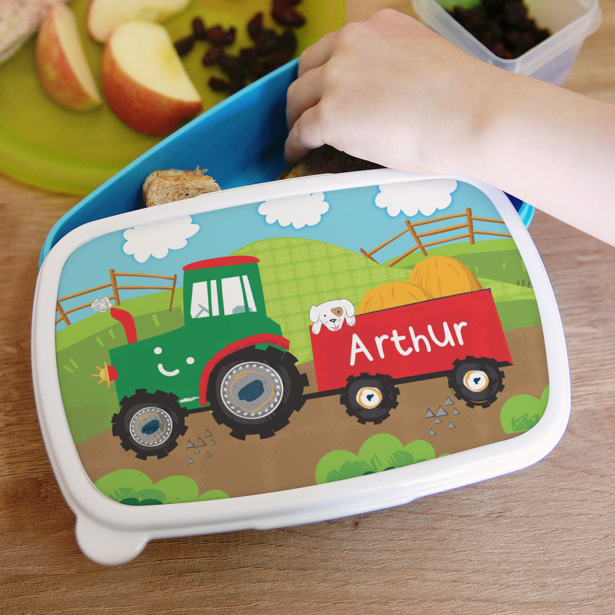 Personalised Blue Tractor Lunch Box: 2 - Lunch Boxes & Bags By Gift Moments