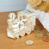 Personalised Train Silver Money Box: 1 - Money Boxes By Gift Moments