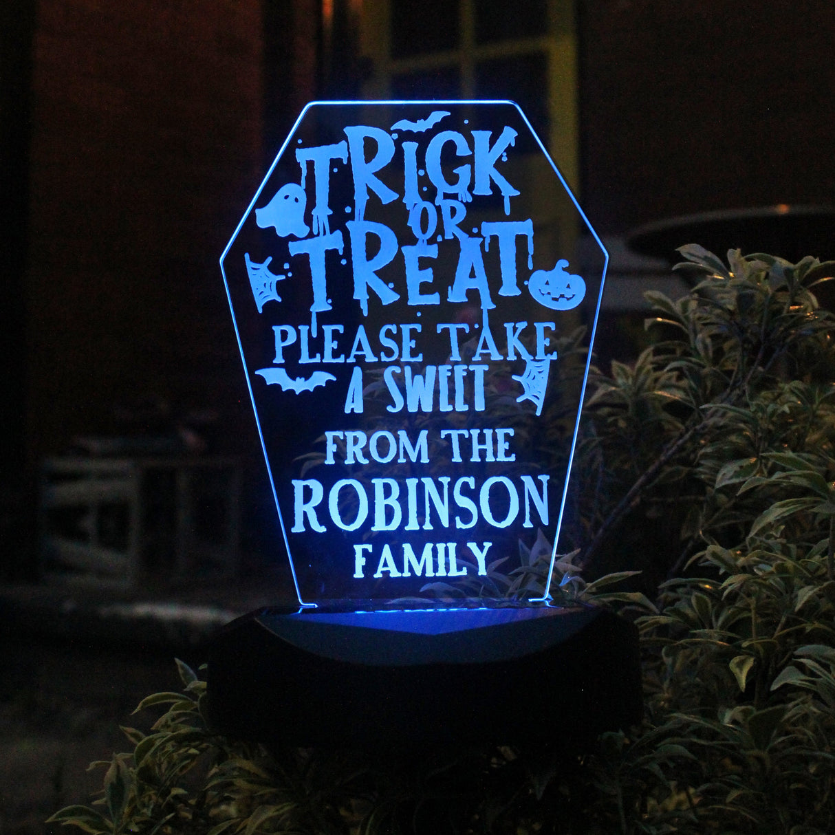 Personalised Solar Halloween Trick or Treat Light: 6 - Solar Lights By Gift Moments