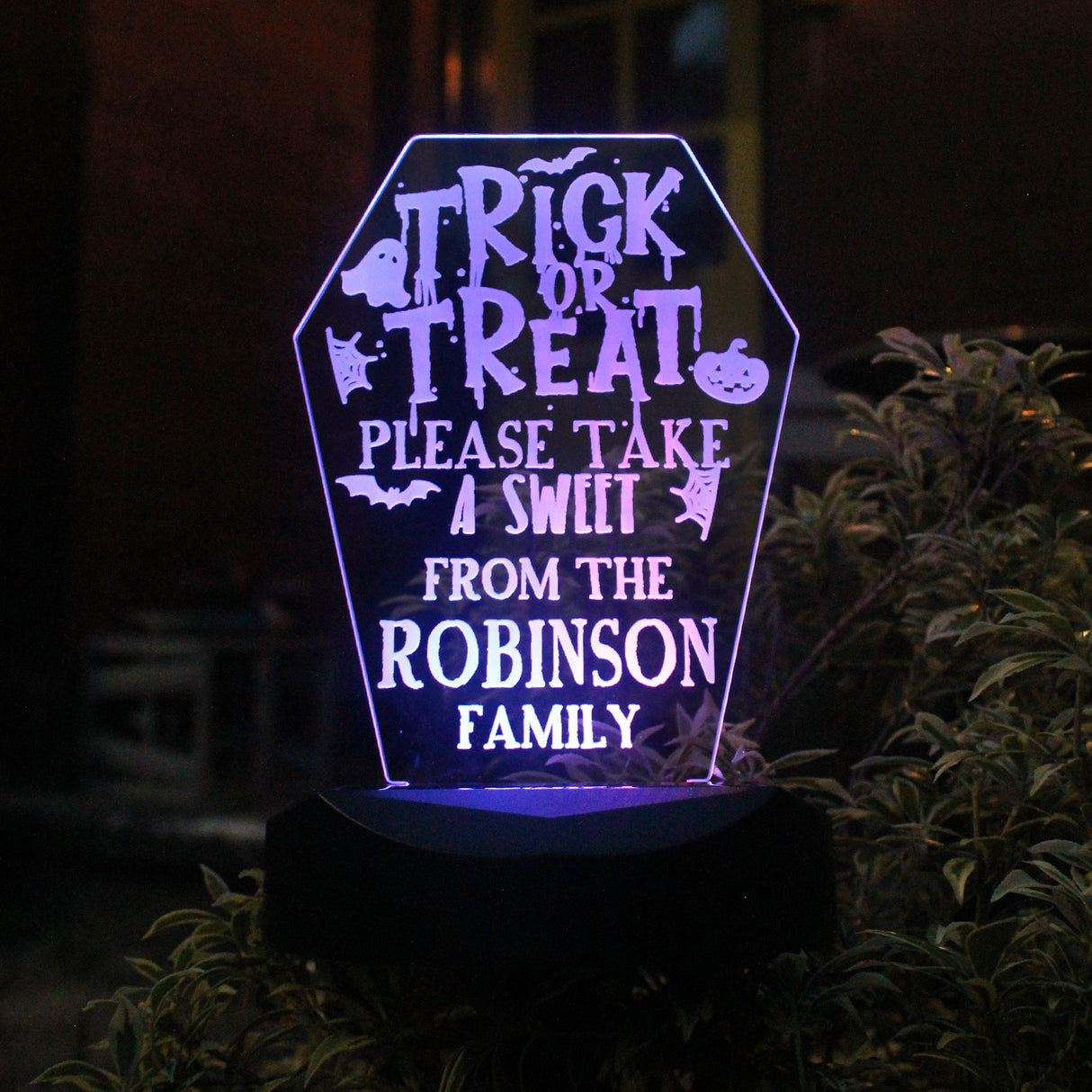 Personalised Solar Halloween Trick or Treat Light: 4 - Solar Lights By Gift Moments