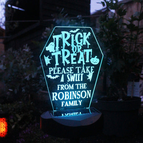 Personalised Solar Halloween Trick or Treat Light: 3 - Solar Lights By Gift Moments