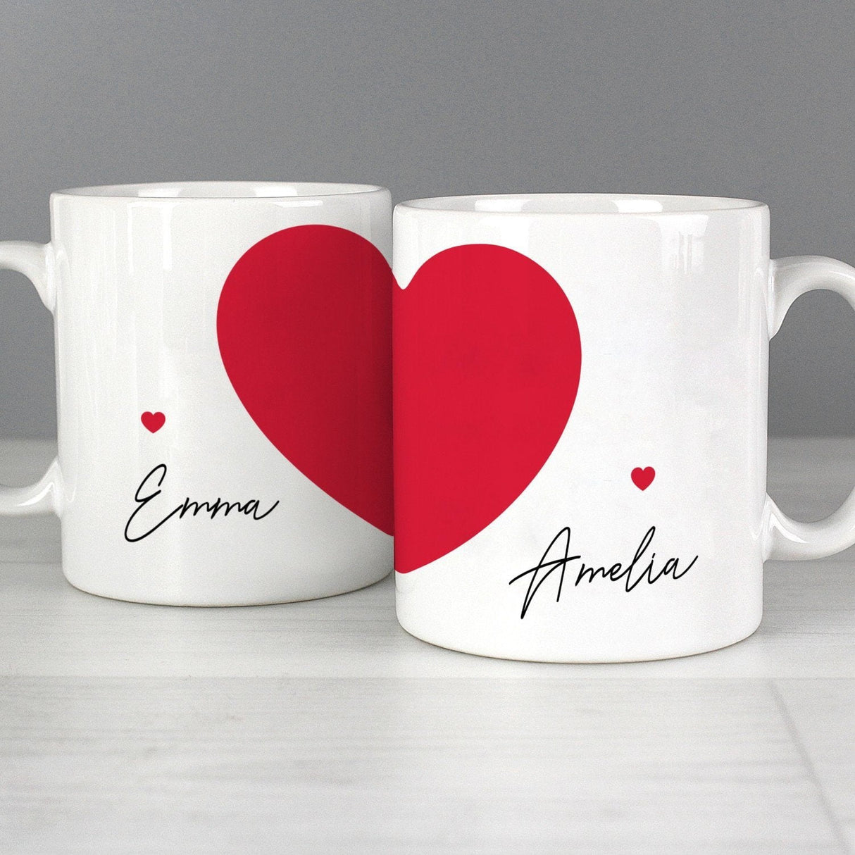 Personalised Two Hearts Mug Set: 2 - Mugs By Gift Moments