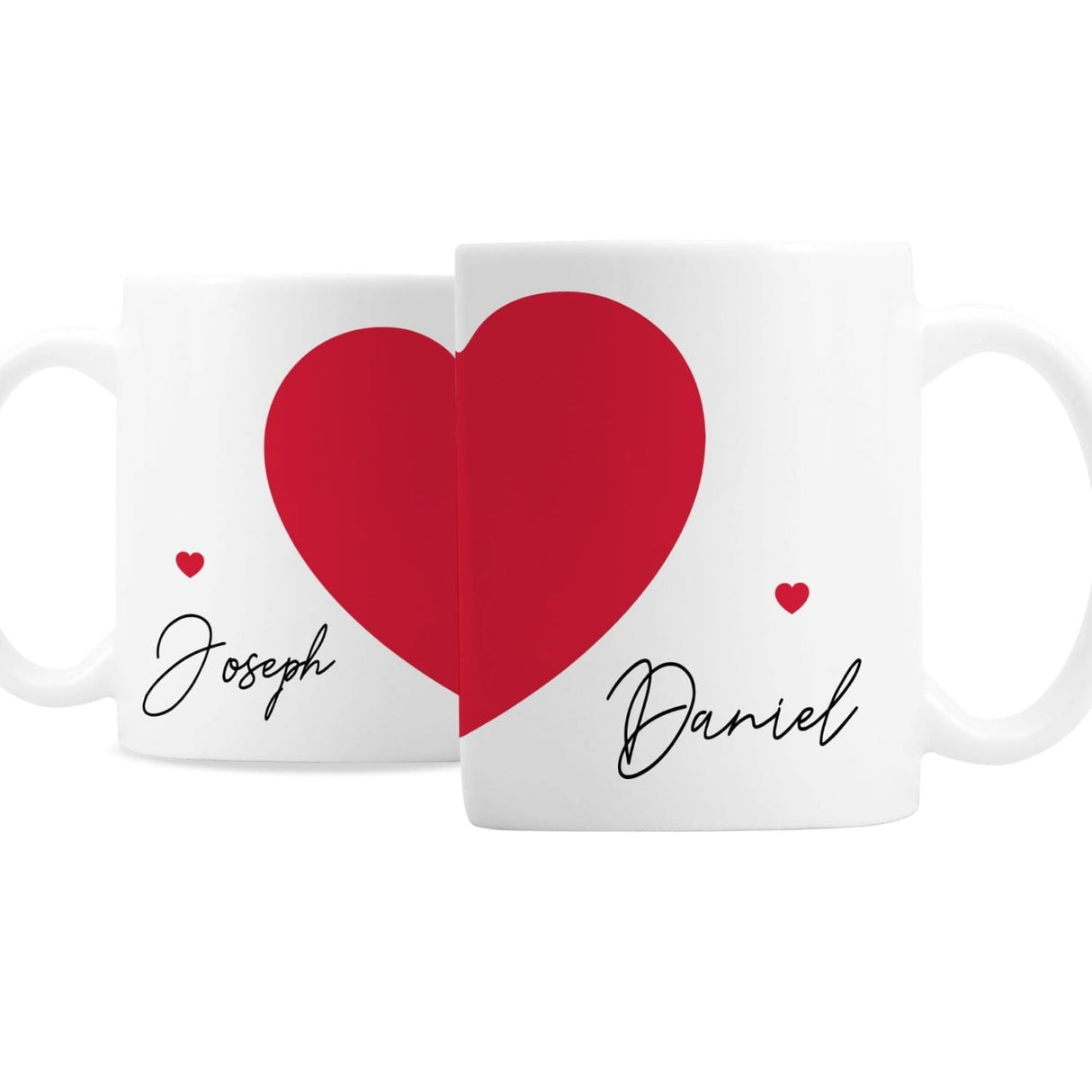 Personalised Two Hearts Mug Set: 3 - Mugs By Gift Moments