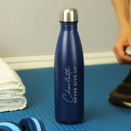 Personalised Navy Insulated Drinks Bottle: 4 - Water Bottles By Gift Moments