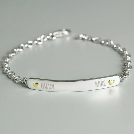 Personalised Silver and Gold Name Bar Bracelet: 2 - Bracelets By Gift Moments