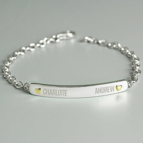 Personalised Silver and Gold Name Bar Bracelet: 1 - Bracelets By Gift Moments