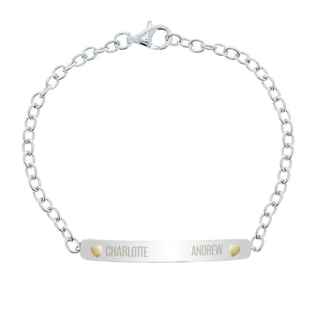 Personalised Silver and Gold Name Bar Bracelet: 3 - Bracelets By Gift Moments