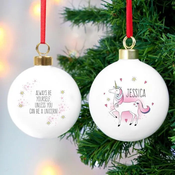 Personalised Unicorn Christmas Bauble: 5 - Christmas Baubles By Gift Moments