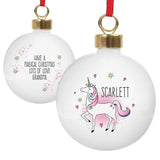 Personalised Unicorn Christmas Bauble: 3 - Christmas Baubles By Gift Moments