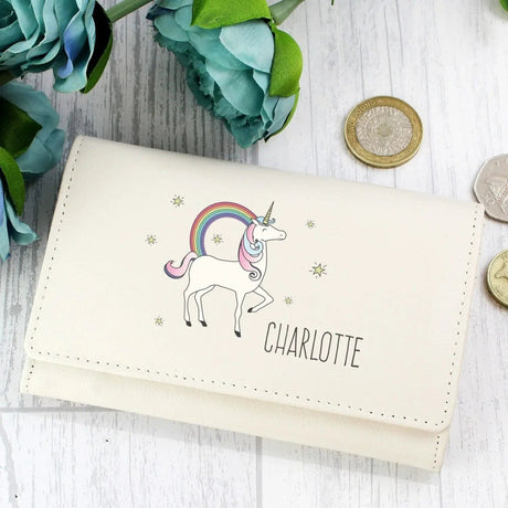 Personalised Unicorn Cream Leather Purse: 2 - Bags & Purses By Gift Moments