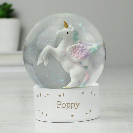 Personalised Unicorn Name Glitter Snow Globe: 3 - Snow Globes By Gift Moments