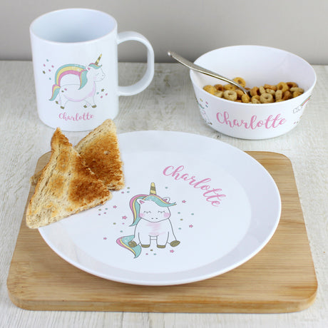 Personalised Unicorn Breakfast Set: 2 - Tableware By Gift Moments