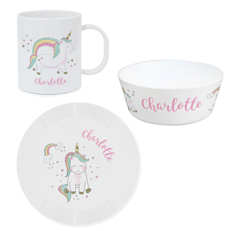 Personalised Unicorn Breakfast Set: 3 - Tableware By Gift Moments