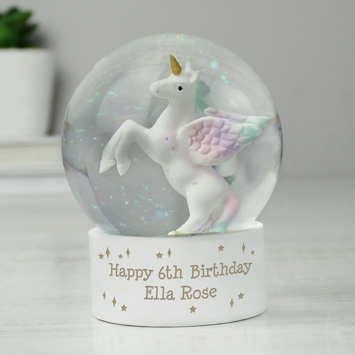 Personalised Unicorn Snow Globe: 4 - Snow Globes By Gift Moments