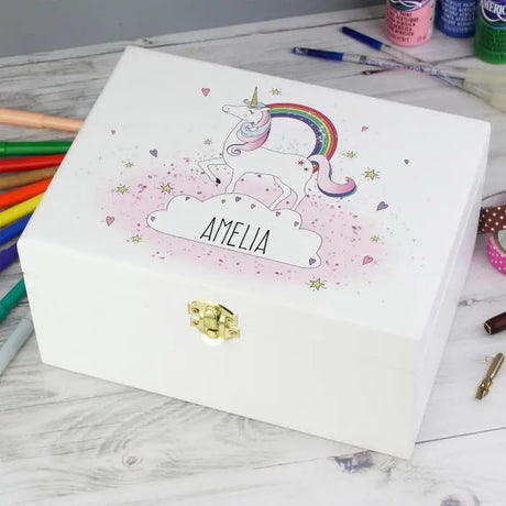 Personalised Unicorn Wooden Keepsake Box: 1 - Keepsake Boxes By Gift Moments