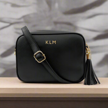 Personalised Black Vegan Leather Crossbody Bag: 1 - Bags & Purses By Gift Moments