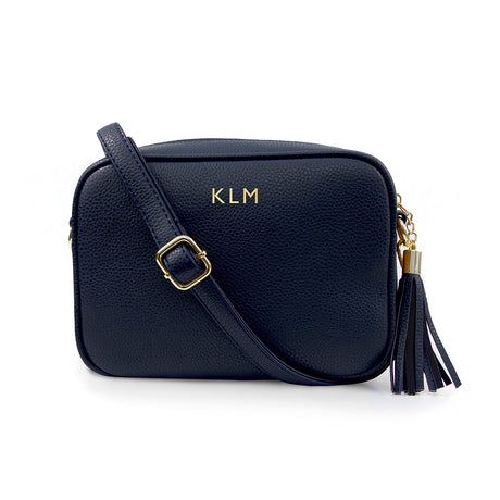 Personalised Navy Vegan Leather Crossbody Bag: 4 - Bags & Purses By Gift Moments