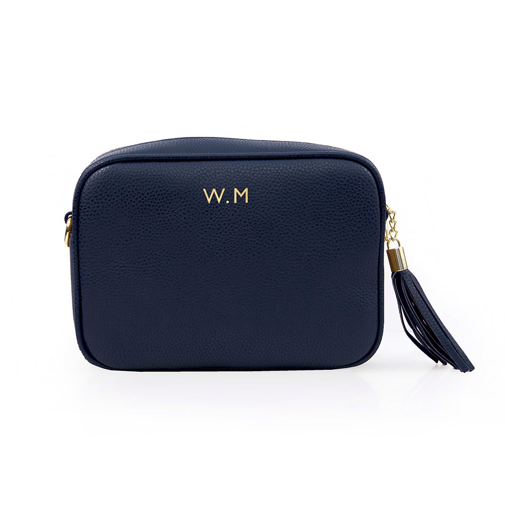 Personalised Navy Vegan Leather Crossbody Bag: 2 - Bags & Purses By Gift Moments