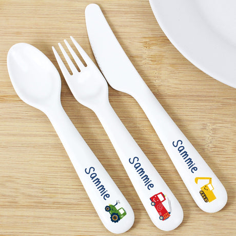 Personalised Vehicles Cutlery Set: 2 - Cutlery Sets By Gift Moments