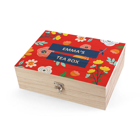 Personalised Vibrant Floral Tea Box Selection: 8 - Tea Boxes By Gift Moments