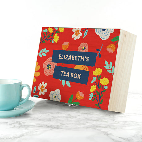 Personalised Vibrant Floral Tea Box Selection: 3 - Tea Boxes By Gift Moments