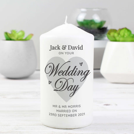 Personalised Wedding Day Pillar Candle: 3 - Candles By Gift Moments