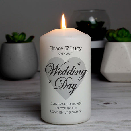 Personalised Wedding Day Pillar Candle: 2 - Candles By Gift Moments