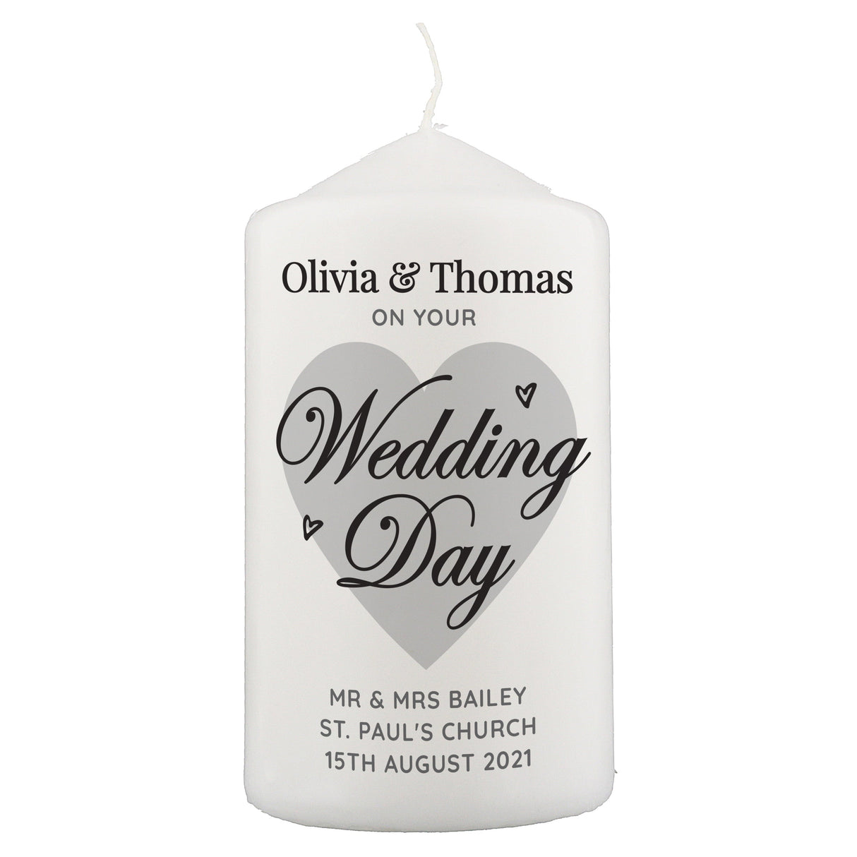 Personalised Wedding Day Pillar Candle: 4 - Candles By Gift Moments