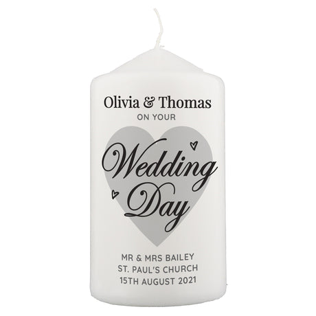 Personalised Wedding Day Pillar Candle: 4 - Candles By Gift Moments