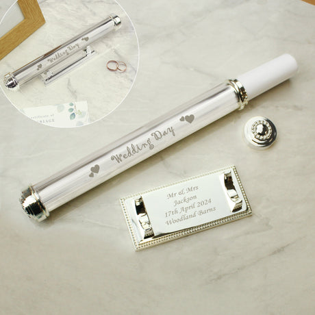 Personalised Silver Plated Wedding Certificate Holder: 2 - Certificate Holders By Gift Moments