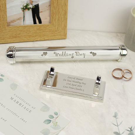 Personalised Silver Plated Wedding Certificate Holder: 1 - Certificate Holders By Gift Moments