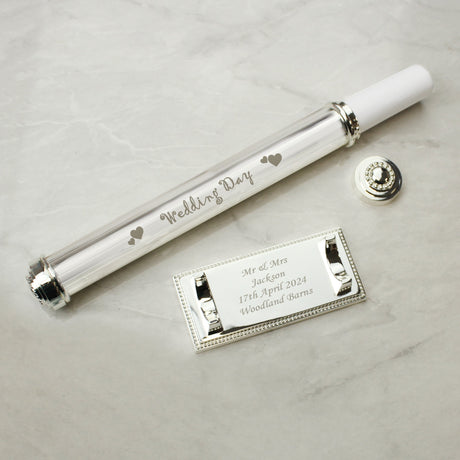 Personalised Silver Plated Wedding Certificate Holder: 4 - Certificate Holders By Gift Moments