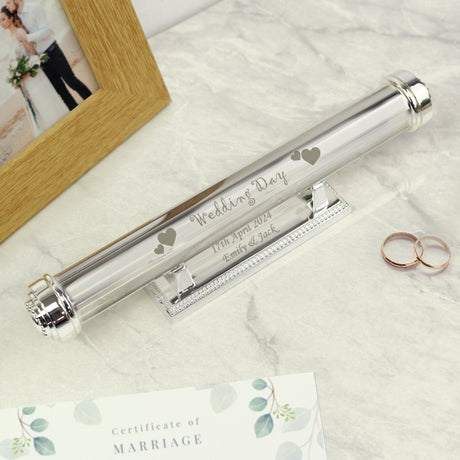 Personalised Silver Plated Wedding Certificate Holder: 5 - Certificate Holders By Gift Moments