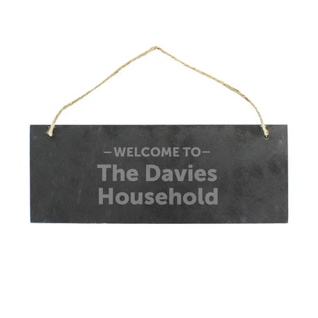 Personalised Welcome Hanging Slate Plaque: 2 - Signs & Plaques By Gift Moments