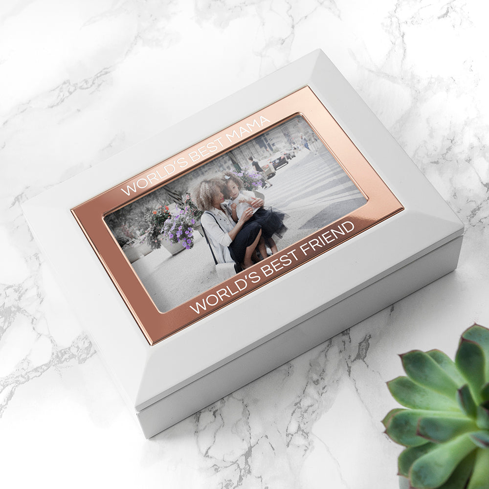 Personalised White & Rose Gold Jewellery Box: 1 - Jewellery Boxes By Gift Moments