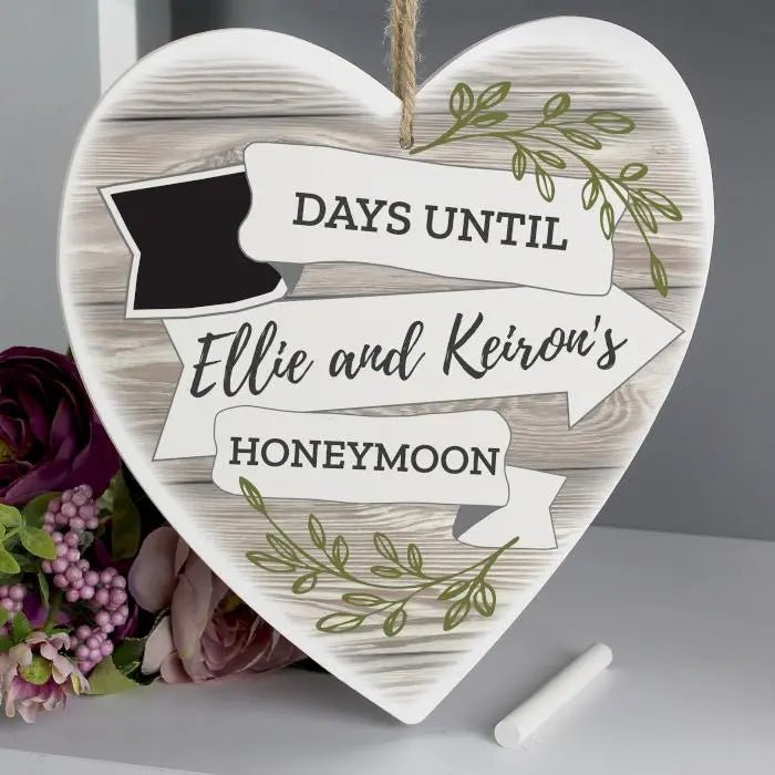 Personalised Chalk Countdown Wooden Heart Decoration: 4 - Decorations By Gift Moments