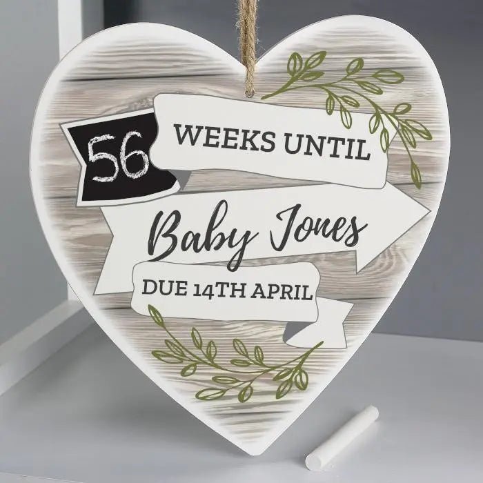 Personalised Chalk Countdown Wooden Heart Decoration: 1 - Decorations By Gift Moments