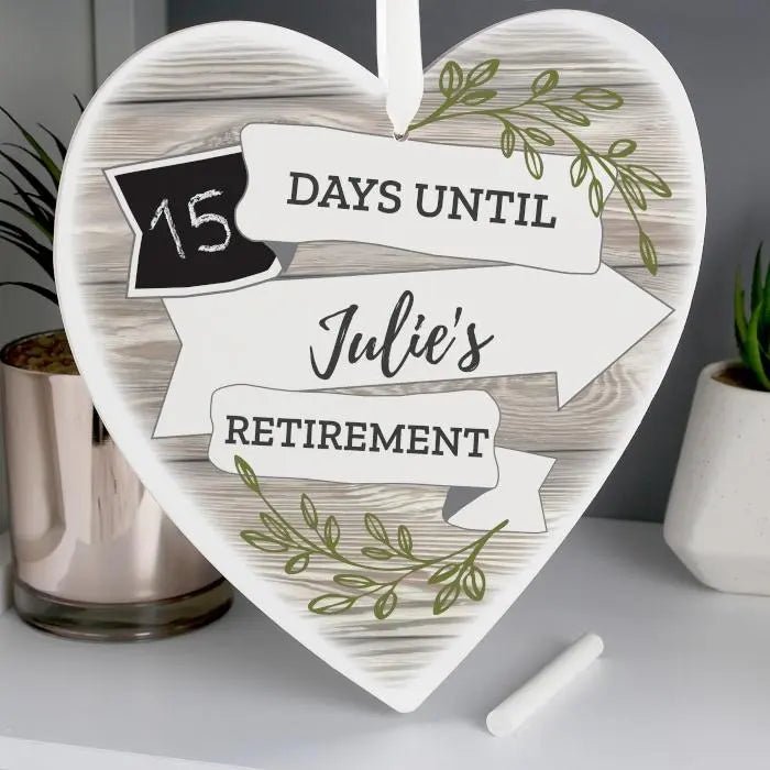 Personalised Chalk Countdown Wooden Heart Decoration: 6 - Decorations By Gift Moments