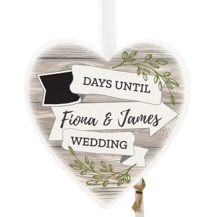 Personalised Chalk Countdown Wooden Heart Decoration: 3 - Decorations By Gift Moments