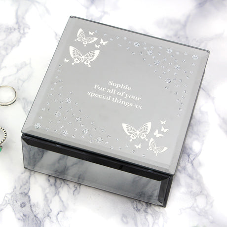 Personalised White Butterfly Diamante Trinket Box: 6 - Trinket Boxes By Gift Moments