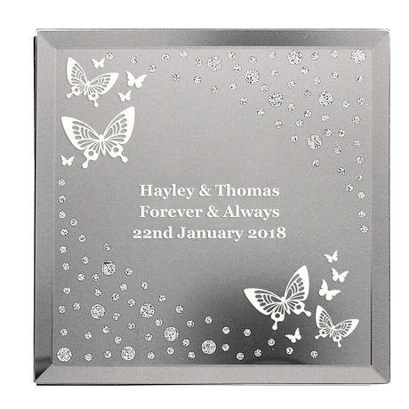 Personalised White Butterfly Diamante Trinket Box: 2 - Trinket Boxes By Gift Moments