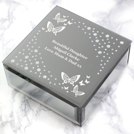 Personalised White Butterfly Diamante Trinket Box: 7 - Trinket Boxes By Gift Moments