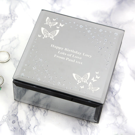 Personalised White Butterfly Diamante Trinket Box: 8 - Trinket Boxes By Gift Moments