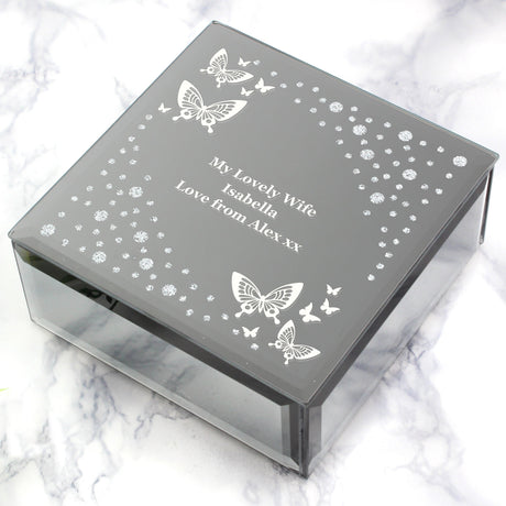 Personalised White Butterfly Diamante Trinket Box: 5 - Trinket Boxes By Gift Moments