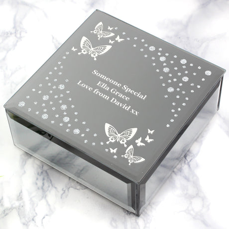 Personalised White Butterfly Diamante Trinket Box: 3 - Trinket Boxes By Gift Moments