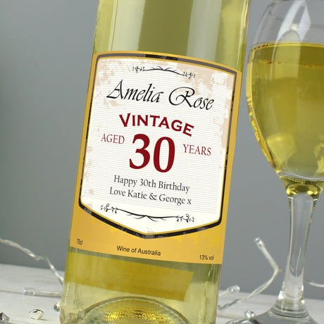 Personalised Vintage White Wine Label: 2 - Wine By Gift Moments