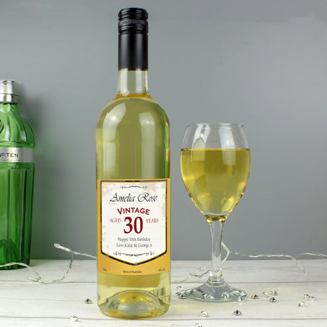 Personalised Vintage White Wine Label: 1 - Wine By Gift Moments