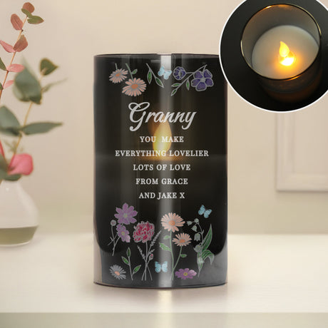 Personalised Wild Flowers LED Candle: 3 - LED Lighting By Gift Moments