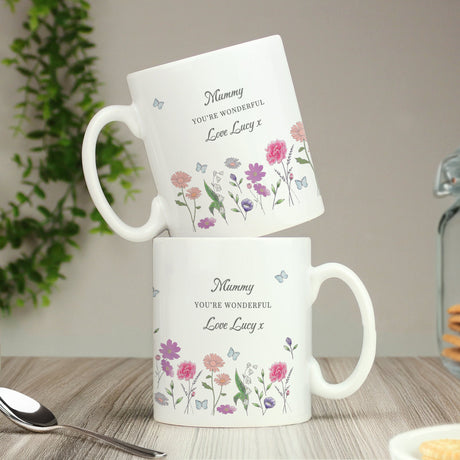 Personalised Wild Flowers Mug: 1 - Mugs By Gift Moments